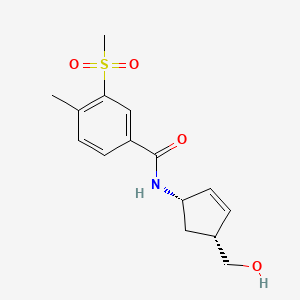 molecular formula C15H19NO4S B6957688 N-[(1S,4R)-4-(hydroxymethyl)cyclopent-2-en-1-yl]-4-methyl-3-methylsulfonylbenzamide 