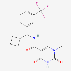 molecular formula C18H18F3N3O3 B6957761 N-[cyclobutyl-[3-(trifluoromethyl)phenyl]methyl]-1-methyl-2,4-dioxopyrimidine-5-carboxamide 