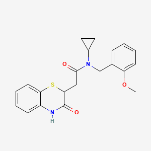 molecular formula C21H22N2O3S B6957801 N-cyclopropyl-N-[(2-methoxyphenyl)methyl]-2-(3-oxo-4H-1,4-benzothiazin-2-yl)acetamide 