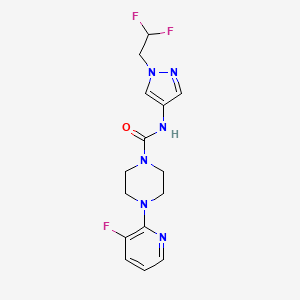 molecular formula C15H17F3N6O B6957826 N-[1-(2,2-difluoroethyl)pyrazol-4-yl]-4-(3-fluoropyridin-2-yl)piperazine-1-carboxamide 