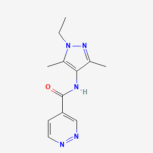 molecular formula C12H15N5O B6957843 N-(1-ethyl-3,5-dimethylpyrazol-4-yl)pyridazine-4-carboxamide 