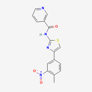 molecular formula C16H12N4O3S B6957864 N-[4-(4-methyl-3-nitrophenyl)-1,3-thiazol-2-yl]pyridine-3-carboxamide 