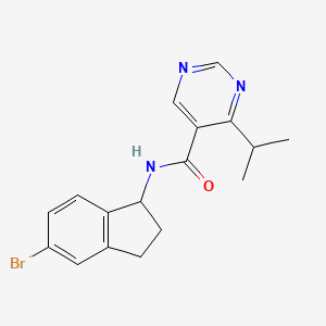 molecular formula C17H18BrN3O B6957871 N-(5-bromo-2,3-dihydro-1H-inden-1-yl)-4-propan-2-ylpyrimidine-5-carboxamide 