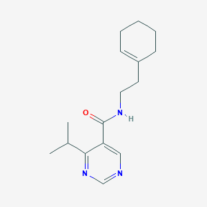 molecular formula C16H23N3O B6957873 N-[2-(cyclohexen-1-yl)ethyl]-4-propan-2-ylpyrimidine-5-carboxamide 