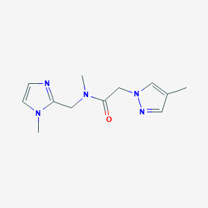 molecular formula C12H17N5O B6957891 N-methyl-N-[(1-methylimidazol-2-yl)methyl]-2-(4-methylpyrazol-1-yl)acetamide 