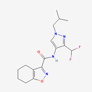 molecular formula C16H20F2N4O2 B6957923 N-[3-(difluoromethyl)-1-(2-methylpropyl)pyrazol-4-yl]-4,5,6,7-tetrahydro-1,2-benzoxazole-3-carboxamide 