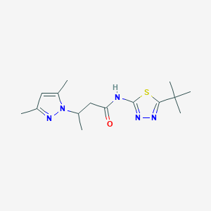 molecular formula C15H23N5OS B6957955 N-(5-tert-butyl-1,3,4-thiadiazol-2-yl)-3-(3,5-dimethylpyrazol-1-yl)butanamide 