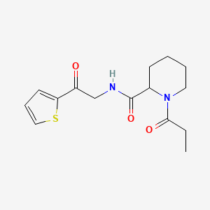 molecular formula C15H20N2O3S B6958006 N-(2-oxo-2-thiophen-2-ylethyl)-1-propanoylpiperidine-2-carboxamide 