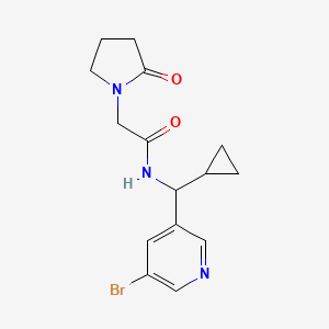 molecular formula C15H18BrN3O2 B6958043 N-[(5-bromopyridin-3-yl)-cyclopropylmethyl]-2-(2-oxopyrrolidin-1-yl)acetamide 
