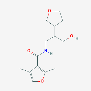 molecular formula C14H21NO4 B6958084 N-[3-hydroxy-2-(oxolan-3-yl)propyl]-2,4-dimethylfuran-3-carboxamide 
