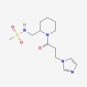 molecular formula C13H22N4O3S B6958111 N-[[1-(3-imidazol-1-ylpropanoyl)piperidin-2-yl]methyl]methanesulfonamide 