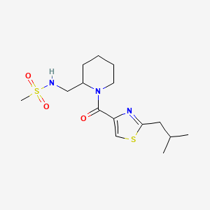 molecular formula C15H25N3O3S2 B6958116 N-[[1-[2-(2-methylpropyl)-1,3-thiazole-4-carbonyl]piperidin-2-yl]methyl]methanesulfonamide 