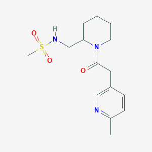 molecular formula C15H23N3O3S B6958135 N-[[1-[2-(6-methylpyridin-3-yl)acetyl]piperidin-2-yl]methyl]methanesulfonamide 