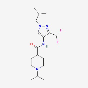 molecular formula C17H28F2N4O B6958154 N-[3-(difluoromethyl)-1-(2-methylpropyl)pyrazol-4-yl]-1-propan-2-ylpiperidine-4-carboxamide 