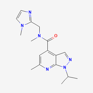 molecular formula C17H22N6O B6958237 N,6-dimethyl-N-[(1-methylimidazol-2-yl)methyl]-1-propan-2-ylpyrazolo[3,4-b]pyridine-4-carboxamide 