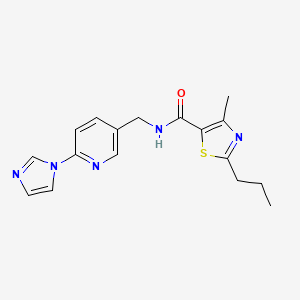 molecular formula C17H19N5OS B6958255 N-[(6-imidazol-1-ylpyridin-3-yl)methyl]-4-methyl-2-propyl-1,3-thiazole-5-carboxamide 