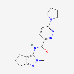 molecular formula C16H20N6O B6958305 N-(2-methyl-5,6-dihydro-4H-cyclopenta[c]pyrazol-3-yl)-6-pyrrolidin-1-ylpyridazine-3-carboxamide 