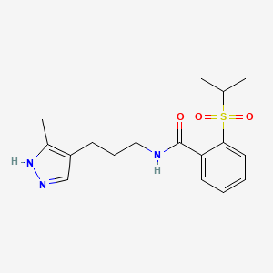 molecular formula C17H23N3O3S B6958350 N-[3-(5-methyl-1H-pyrazol-4-yl)propyl]-2-propan-2-ylsulfonylbenzamide 