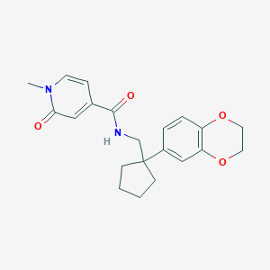 molecular formula C21H24N2O4 B6958392 N-[[1-(2,3-dihydro-1,4-benzodioxin-6-yl)cyclopentyl]methyl]-1-methyl-2-oxopyridine-4-carboxamide 