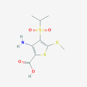 molecular formula C9H13NO4S3 B069584 3-Amino-4-(isopropylsulfonyl)-5-(methylthio)thiophene-2-carboxylic acid CAS No. 175202-08-1