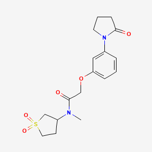 molecular formula C17H22N2O5S B6958400 N-(1,1-dioxothiolan-3-yl)-N-methyl-2-[3-(2-oxopyrrolidin-1-yl)phenoxy]acetamide 