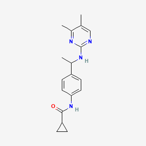 molecular formula C18H22N4O B6958486 N-[4-[1-[(4,5-dimethylpyrimidin-2-yl)amino]ethyl]phenyl]cyclopropanecarboxamide 