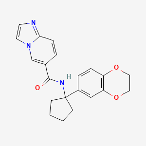 molecular formula C21H21N3O3 B6958496 N-[1-(2,3-dihydro-1,4-benzodioxin-6-yl)cyclopentyl]imidazo[1,2-a]pyridine-6-carboxamide 