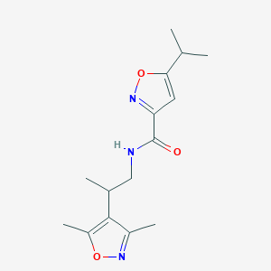 molecular formula C15H21N3O3 B6958532 N-[2-(3,5-dimethyl-1,2-oxazol-4-yl)propyl]-5-propan-2-yl-1,2-oxazole-3-carboxamide 