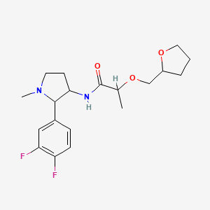 molecular formula C19H26F2N2O3 B6958548 N-[2-(3,4-difluorophenyl)-1-methylpyrrolidin-3-yl]-2-(oxolan-2-ylmethoxy)propanamide 