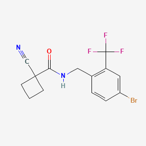molecular formula C14H12BrF3N2O B6958560 N-[[4-bromo-2-(trifluoromethyl)phenyl]methyl]-1-cyanocyclobutane-1-carboxamide 
