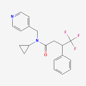 molecular formula C19H19F3N2O B6958643 N-cyclopropyl-4,4,4-trifluoro-3-phenyl-N-(pyridin-4-ylmethyl)butanamide 
