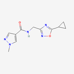 molecular formula C11H13N5O2 B6958664 N-[(5-cyclopropyl-1,2,4-oxadiazol-3-yl)methyl]-1-methylpyrazole-4-carboxamide 