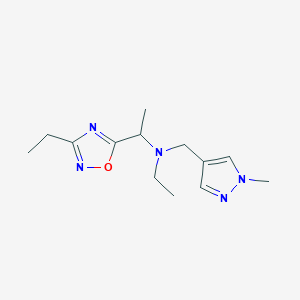 molecular formula C13H21N5O B6958740 N-ethyl-1-(3-ethyl-1,2,4-oxadiazol-5-yl)-N-[(1-methylpyrazol-4-yl)methyl]ethanamine 