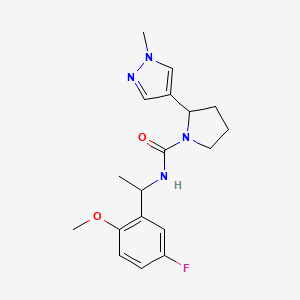 molecular formula C18H23FN4O2 B6958766 N-[1-(5-fluoro-2-methoxyphenyl)ethyl]-2-(1-methylpyrazol-4-yl)pyrrolidine-1-carboxamide 