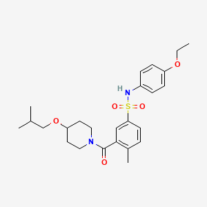 molecular formula C25H34N2O5S B6958778 N-(4-ethoxyphenyl)-4-methyl-3-[4-(2-methylpropoxy)piperidine-1-carbonyl]benzenesulfonamide 