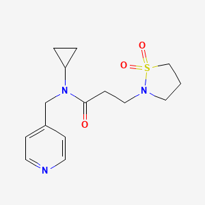 molecular formula C15H21N3O3S B6958802 N-cyclopropyl-3-(1,1-dioxo-1,2-thiazolidin-2-yl)-N-(pyridin-4-ylmethyl)propanamide 