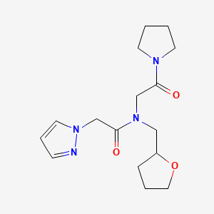 molecular formula C16H24N4O3 B6958915 N-(oxolan-2-ylmethyl)-N-(2-oxo-2-pyrrolidin-1-ylethyl)-2-pyrazol-1-ylacetamide 