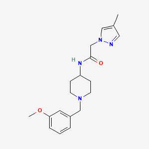 molecular formula C19H26N4O2 B6958968 N-[1-[(3-methoxyphenyl)methyl]piperidin-4-yl]-2-(4-methylpyrazol-1-yl)acetamide 