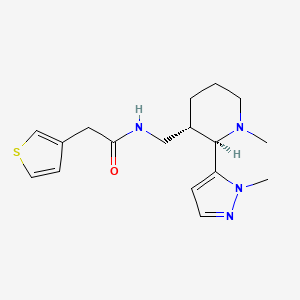 molecular formula C17H24N4OS B6959031 N-[[(2R,3S)-1-methyl-2-(2-methylpyrazol-3-yl)piperidin-3-yl]methyl]-2-thiophen-3-ylacetamide 