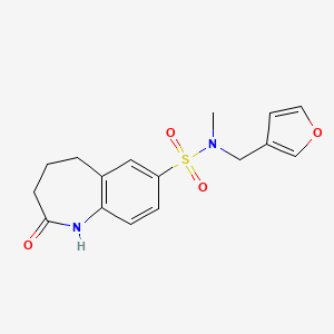 molecular formula C16H18N2O4S B6959117 N-(furan-3-ylmethyl)-N-methyl-2-oxo-1,3,4,5-tetrahydro-1-benzazepine-7-sulfonamide 