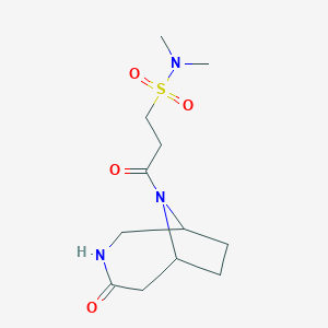 molecular formula C12H21N3O4S B6959131 N,N-dimethyl-3-oxo-3-(4-oxo-3,9-diazabicyclo[4.2.1]nonan-9-yl)propane-1-sulfonamide 