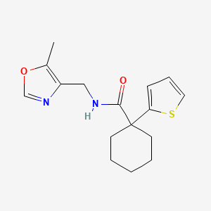 molecular formula C16H20N2O2S B6959274 N-[(5-methyl-1,3-oxazol-4-yl)methyl]-1-thiophen-2-ylcyclohexane-1-carboxamide 