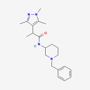 molecular formula C21H30N4O B6959328 N-(1-benzylpiperidin-3-yl)-2-(1,3,5-trimethylpyrazol-4-yl)propanamide 