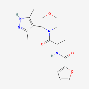 molecular formula C17H22N4O4 B6959454 N-[1-[3-(3,5-dimethyl-1H-pyrazol-4-yl)morpholin-4-yl]-1-oxopropan-2-yl]furan-2-carboxamide 