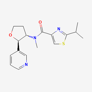 molecular formula C17H21N3O2S B6959478 N-methyl-2-propan-2-yl-N-[(2R,3S)-2-pyridin-3-yloxolan-3-yl]-1,3-thiazole-4-carboxamide 