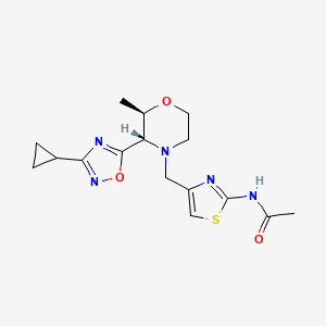 molecular formula C16H21N5O3S B6959534 N-[4-[[(2R,3S)-3-(3-cyclopropyl-1,2,4-oxadiazol-5-yl)-2-methylmorpholin-4-yl]methyl]-1,3-thiazol-2-yl]acetamide 