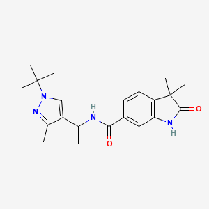 molecular formula C21H28N4O2 B6959626 N-[1-(1-tert-butyl-3-methylpyrazol-4-yl)ethyl]-3,3-dimethyl-2-oxo-1H-indole-6-carboxamide 