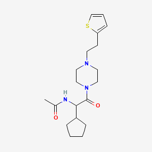 molecular formula C19H29N3O2S B6959639 N-[1-cyclopentyl-2-oxo-2-[4-(2-thiophen-2-ylethyl)piperazin-1-yl]ethyl]acetamide 