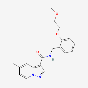 molecular formula C19H21N3O3 B6959703 N-[[2-(2-methoxyethoxy)phenyl]methyl]-5-methylpyrazolo[1,5-a]pyridine-3-carboxamide 