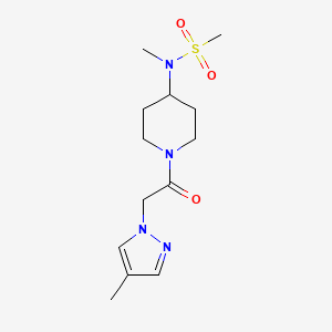 molecular formula C13H22N4O3S B6959713 N-methyl-N-[1-[2-(4-methylpyrazol-1-yl)acetyl]piperidin-4-yl]methanesulfonamide 